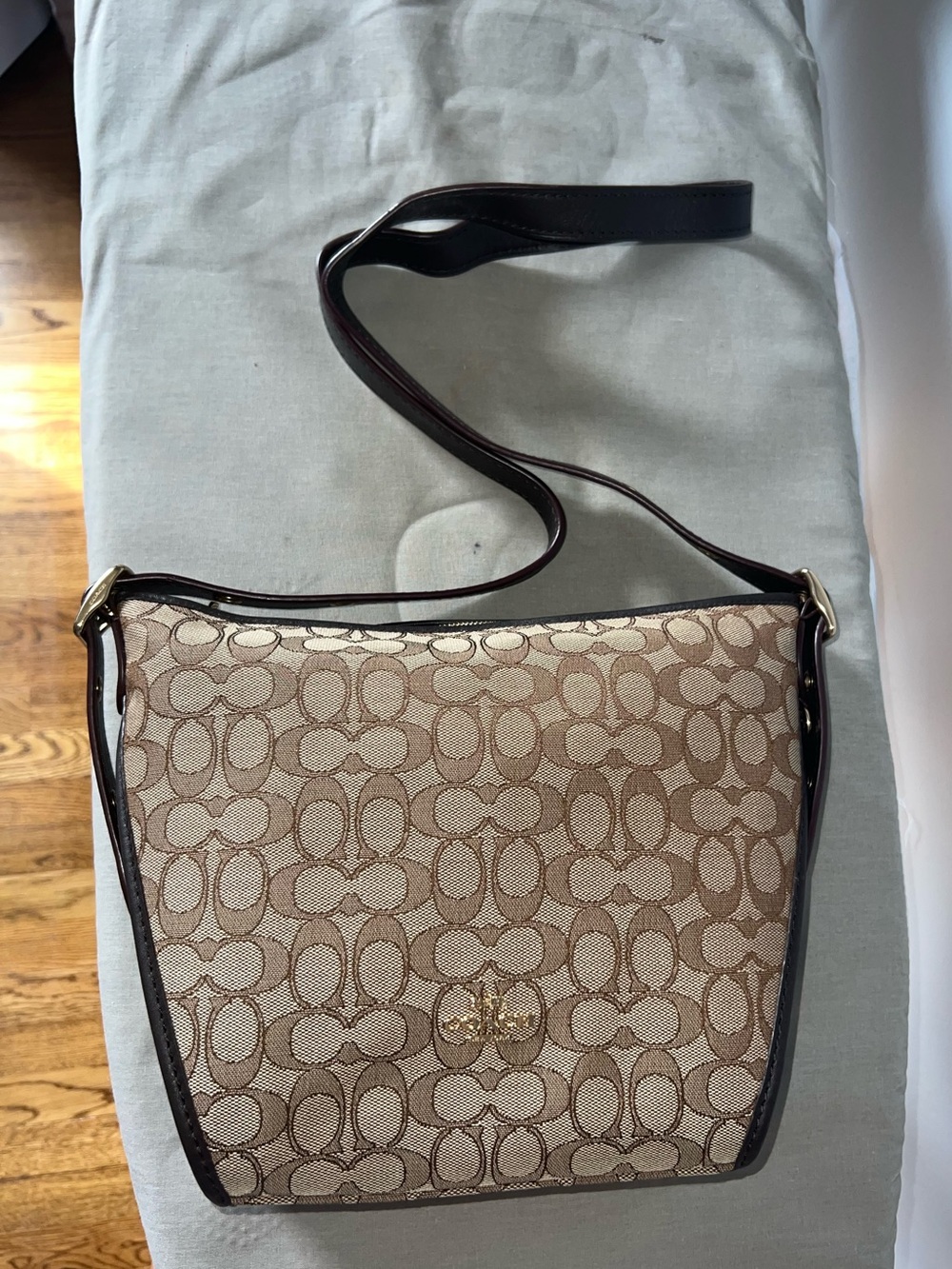 Coach Khaki and Chocolate Signature Crossbody Bag